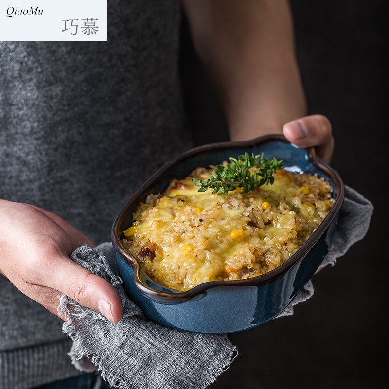 Qiam qiao mu Japanese cheese baked FanPan web celebrity stars pan creative dinner plate ceramic bowl of oven of my ears