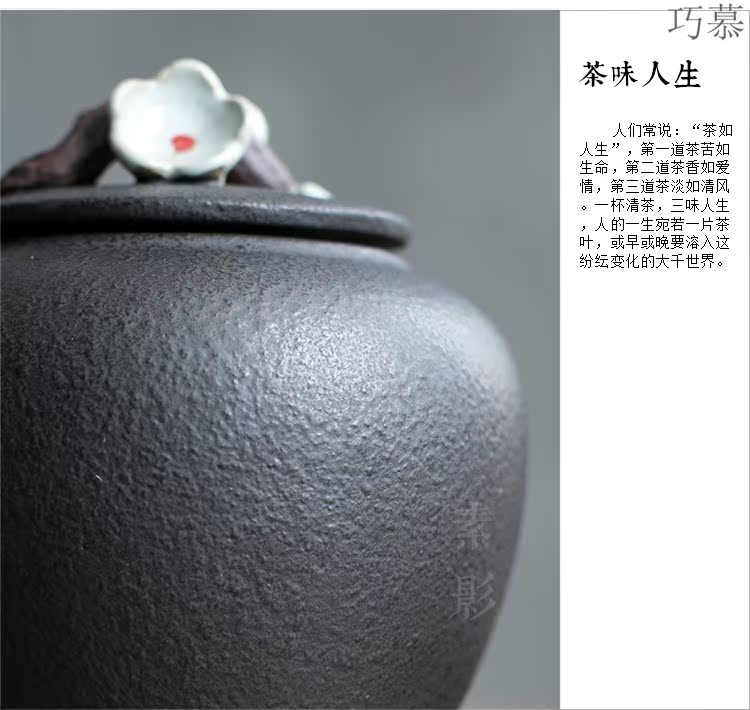 Qiao mu medium, hand - made name plum flower tea pot ceramic seal hand - made tea warehouse Chinese style household storage tanks