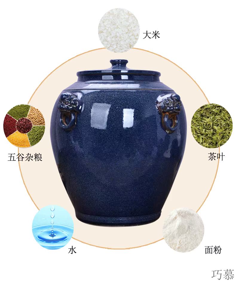 Qiao mu jingdezhen ceramic barrel oil cylinder tank 20 jins 30 jins 50 kg 100 jins water storage tank with tap water