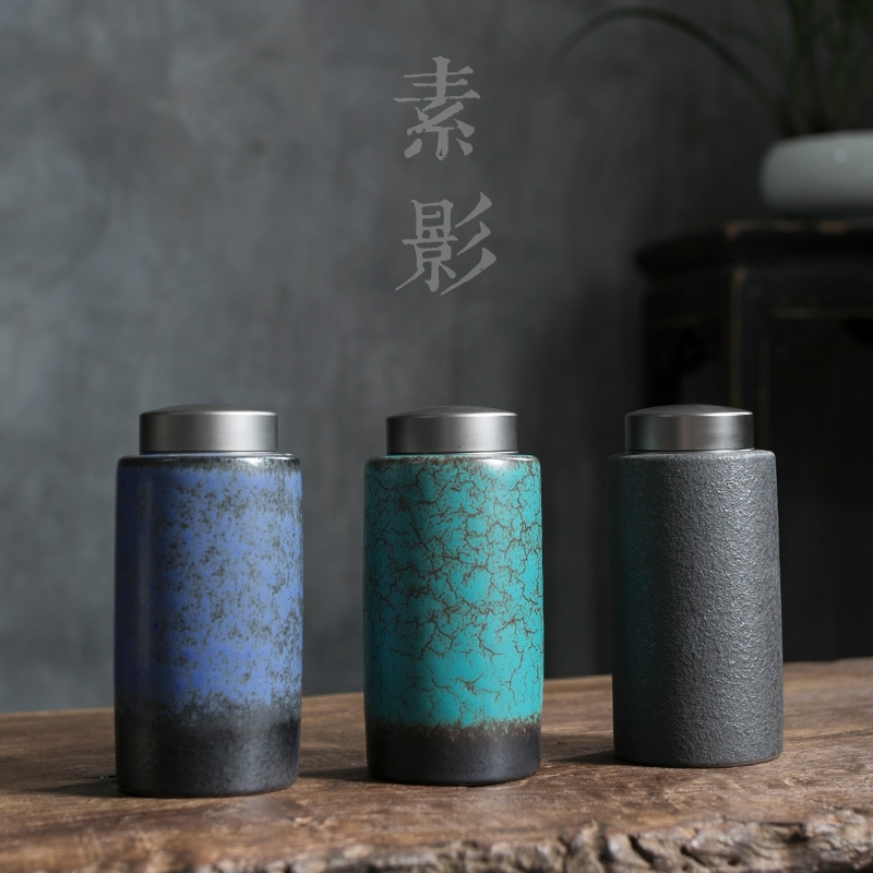 Qiao mu sealed tin lid ceramic pu 'er tea pot put POTS coarse pottery warehouse storage tanks with retro tea by hand