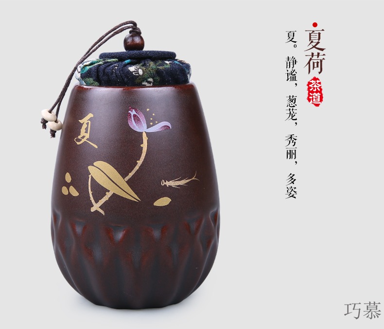 Qiao mu caddy fixings ceramic canister receives bulk pu 'er tea caddy fixings tea tea box sealed as cans