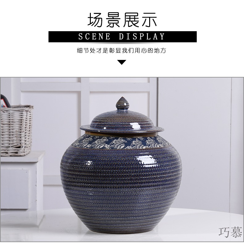 Qiao mu barrel ceramics with cover household jingdezhen up 50 kg 100 jins seal large capacity storage tank