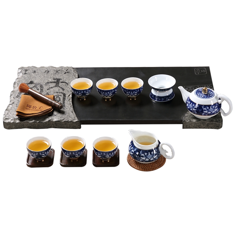 Qiao mu QGZ home sitting room office sharply stone stone kung fu tea tray ceramic tea set the teapot tea cups