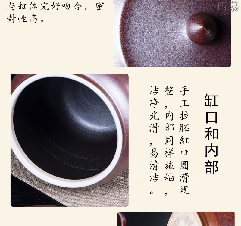 Qiao mu jingdezhen ceramic cylinder barrel with tap water cylinder 20 jins 30 jins 50 kg household with cover storage