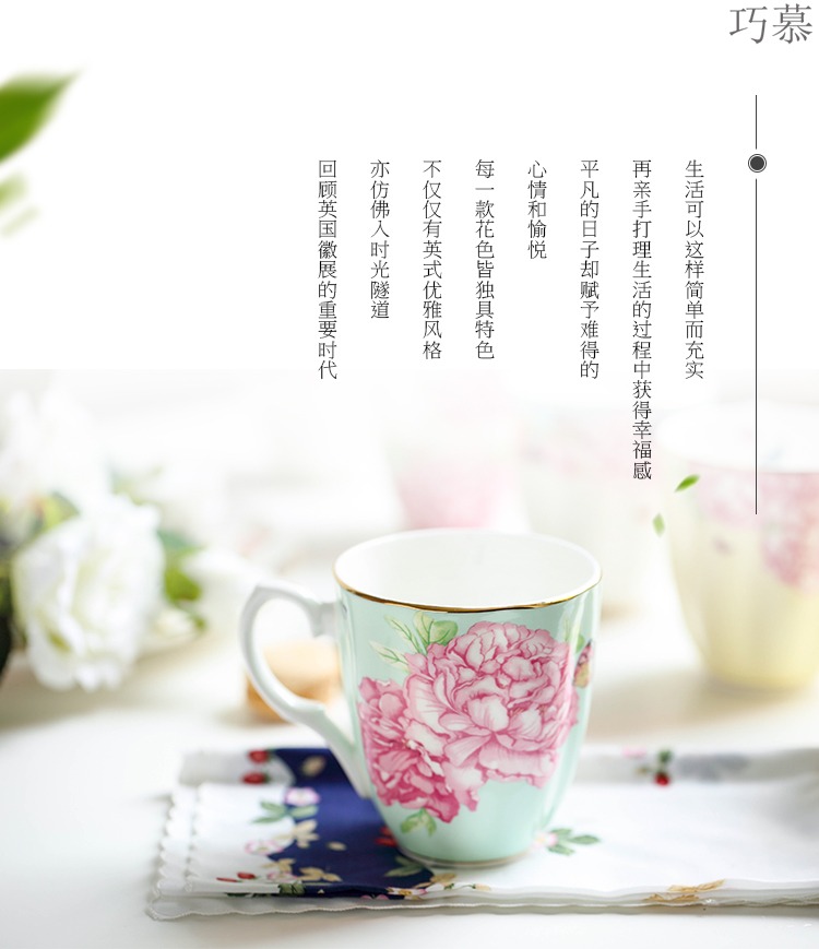 Qiao mu point ipads porcelain cup home coffee cup high - capacity European mark cup of water glass ceramic cup with a spoon