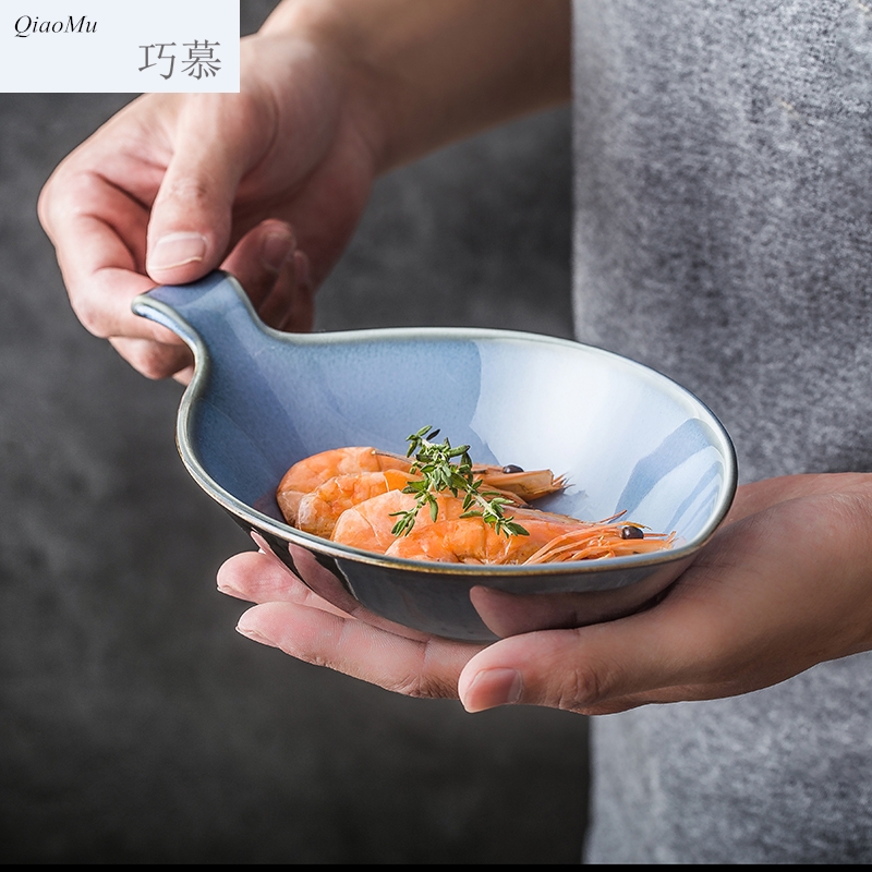 Qiam qiao mu fashion creative ceramic tableware suit Japanese Korean dish plate express little fish dish dish of sauce