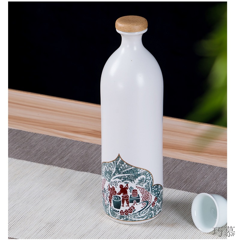 Qiao mu creative jingdezhen ceramic bottle home sealing liquor liquor package mail custom hip flask glass 1 catty