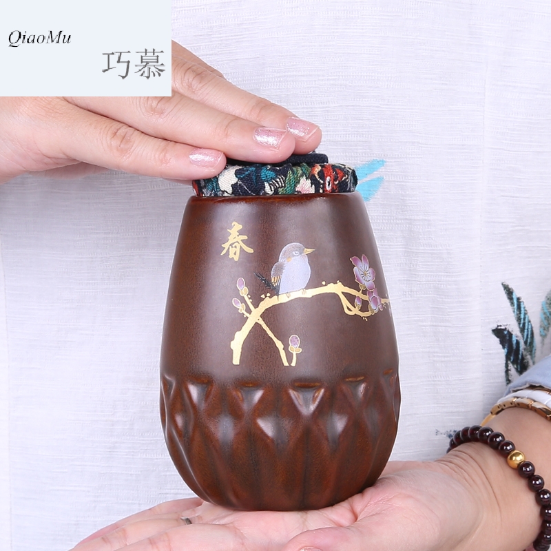 Qiao mu caddy fixings ceramic canister receives bulk pu 'er tea caddy fixings tea tea box sealed as cans