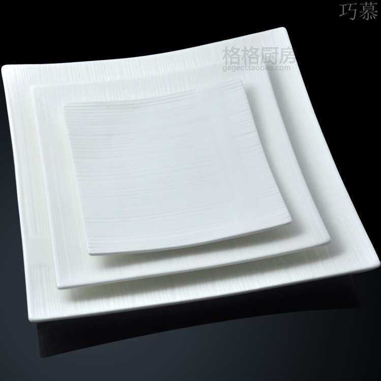 Qiao mu heavy pure white ceramic side dish western dishes square plate continental food steak