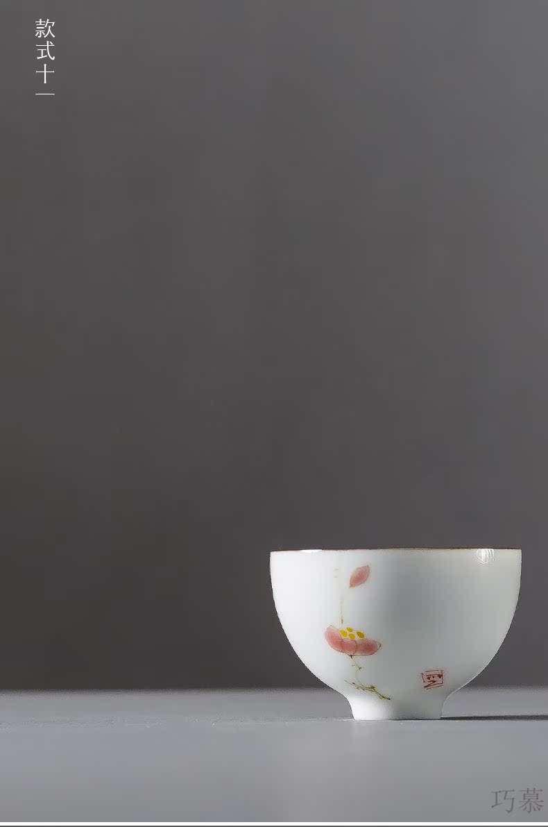 Qiao mu hand - made sample tea cup six masters cup red kung fu tea tea pu - erh tea cups of blue and white porcelain cups