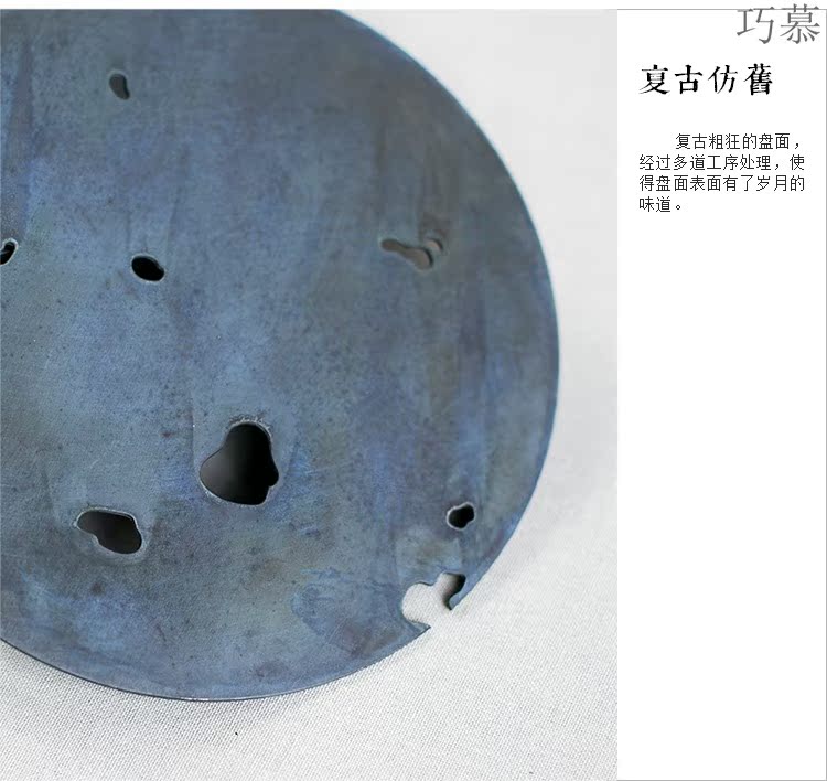 Qiao mu archaize dry mercifully pot bearing ceramic water copper pot supporting coarse pottery round pot pad kung fu tea accessories