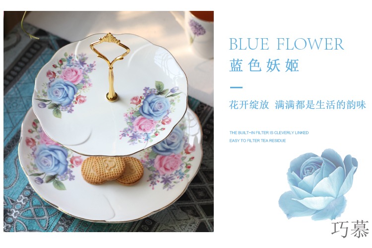 Qiao mu fruit bowl sitting room creative household modern ceramic cake double disc dessert dry fruit tray afternoon tea