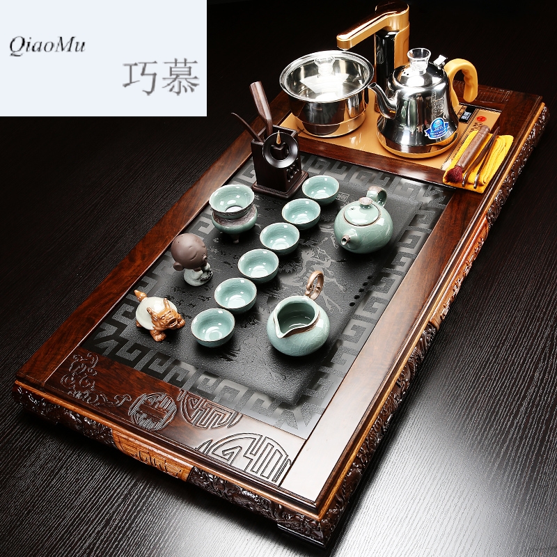 Longed for a whole set of home purple sand tea set opportunely ebony sharply stone tea tray was contracted Europe type four unity induction cooker