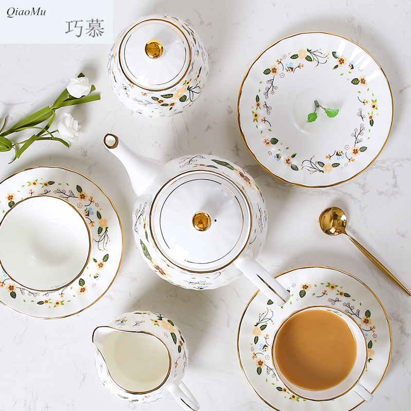 Qiao mu ipads porcelain European - style coffee cups and saucers suit ceramic cup household flower teapot tea cups in the afternoon