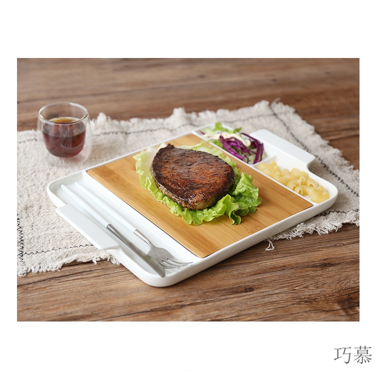 Qiao mu creative ceramic bamboo frame of bread plate breakfast dish children fruit bowl beef dish sushi plate of fruit tray