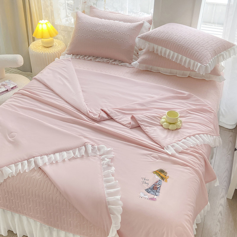 Bed cover summer quilt latex mat three or four pieces summer bed skirt style little fairy ice silk summer cool quilt air conditioner quilt soft mat