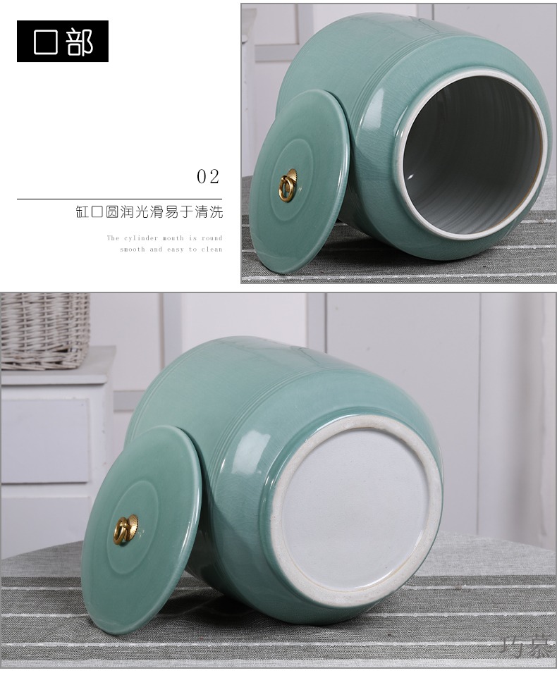 Qiao mu 20 jins with jingdezhen ceramic barrel ricer box with cover tank with cover cylinder storage tank tea cake cylinder seal