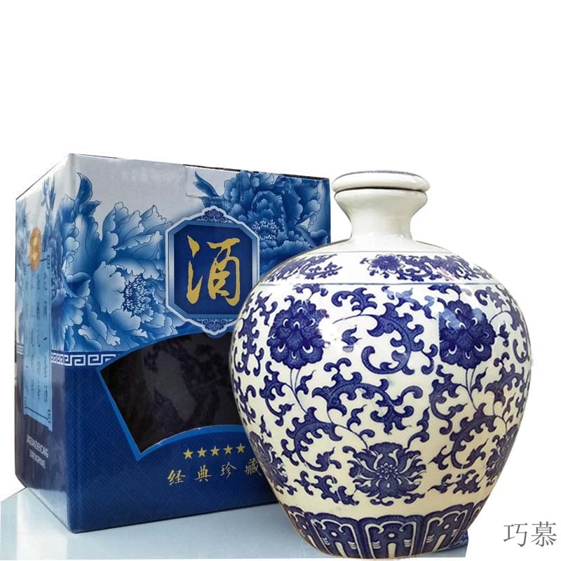 Qiao mu 5 jins of jingdezhen ceramic empty wine wine box carton portable wine wine jar jar 5 jins of seal wine