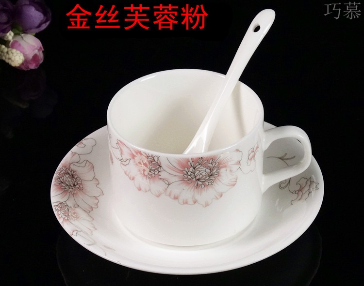 Qiao mu European ceramic coffee cup sets of high - grade up phnom penh creative four - piece spoon with ipads China coffee cups and saucers