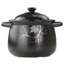 LO Omai 5 5L black golden flower health ceramic casserole stew pot Ceramic pot casserole stew high temperature resistant open flame