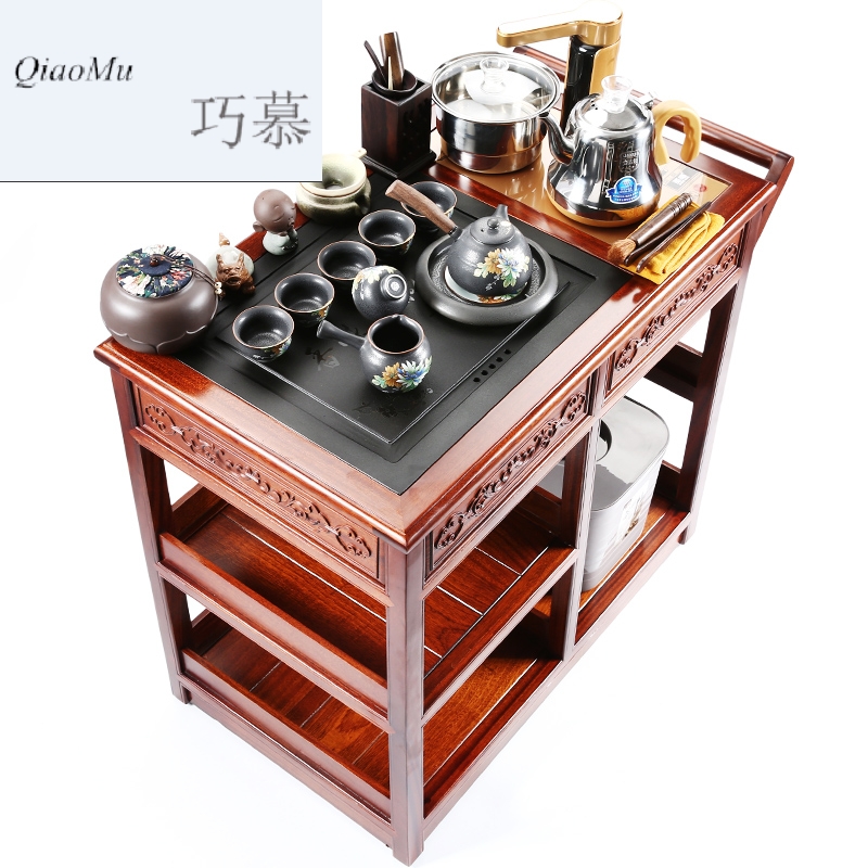 Qiao mu hua limu sharply stone mobile car of a complete set of violet arenaceous kung fu tea tea set induction cooker home safely