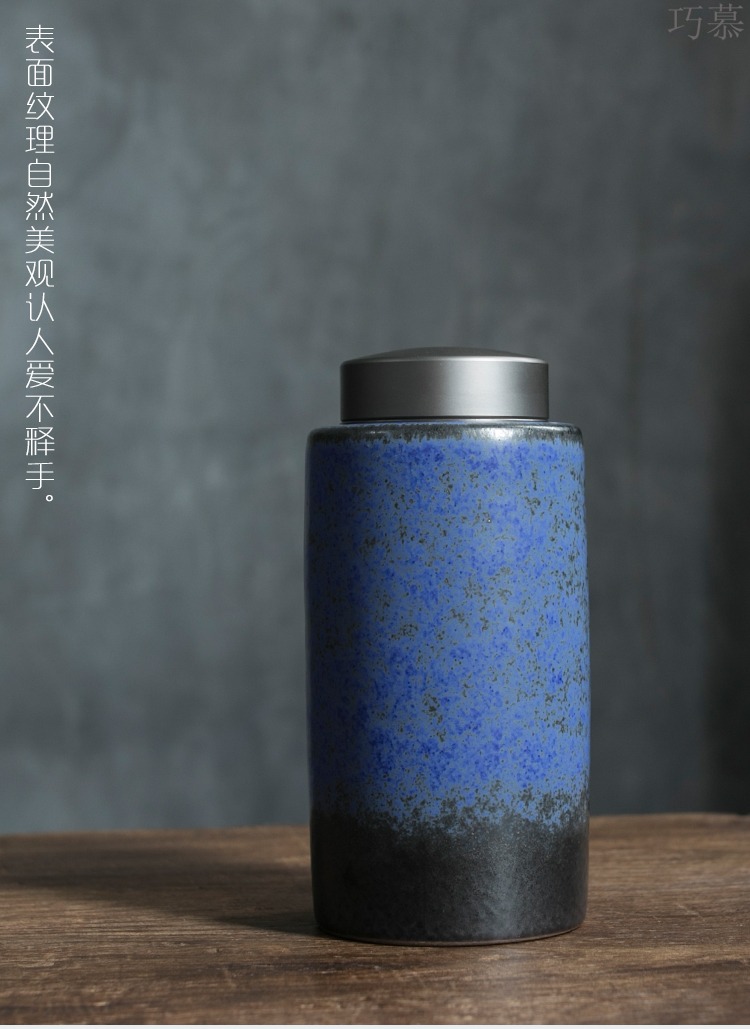 Qiao mu sealed tin lid ceramic pu 'er tea pot put POTS coarse pottery warehouse storage tanks with retro tea by hand