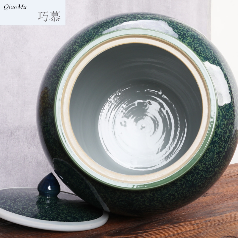 Qiao mu jingdezhen ceramic barrel storage bins moistureproof insect - resistant cylinder ricer box kg30 20 jins 50 kg sealed with cover