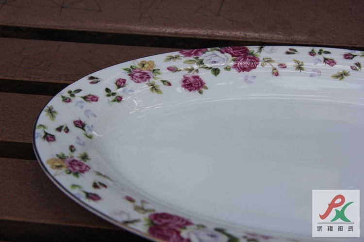 Qiao mu tangshan ipads porcelain two - tonne 12 "moonlight fish plate elliptical plate steamed fish dish cold dish dish cooking plate of up phnom penh