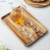 Qiao Mu khay gỗ hình chữ nhật tấm gỗ tròn Nhật Bản gỗ gỗ tấm pizza bánh tráng miệng pizza tấm gia súc - Tấm khay trà gỗ đẹp Tấm