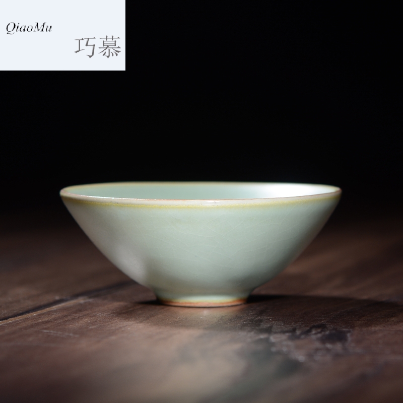 Qiao mu CMJ longquan ceramic imitation song dynasty style typeface your up porcelain tea sets tea cups azure cracked cup your up big bucket