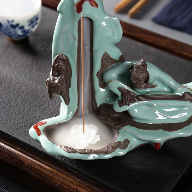 Qiao mu back the elder brother of the censer longquan up open a piece of home furnishing articles with head of ceramic incense buner household adornment substance