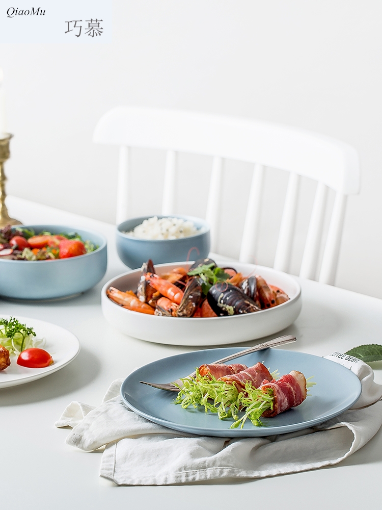 Qiam qiao mu Nordic tableware suit contracted creative ceramic bowl with a Japanese dish dish dish dish suits for