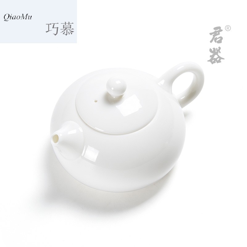 Qiao mu ceramic lard white jade porcelain teapot kung fu tea set dehua white porcelain household tea, small xi shi pot single pot