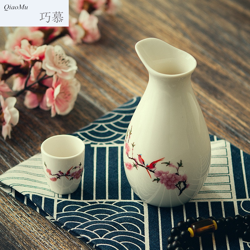 Qiao mu Japanese ink wind wine wine suits for home wine cup ceramic liquor wine to ultimately responds a cup of wine bottle points
