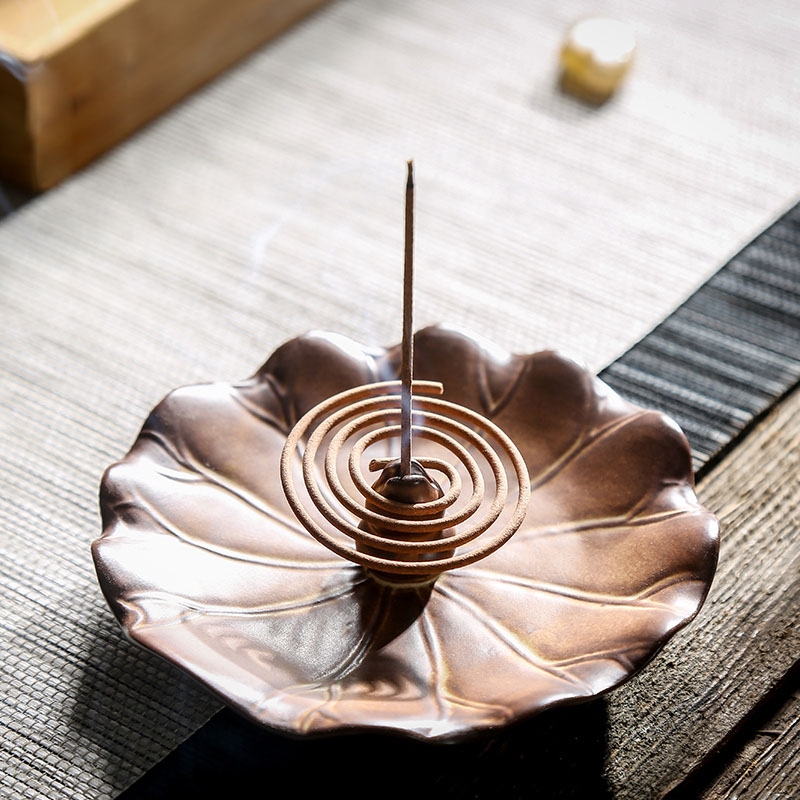 Qiao mu aromatherapy furnace plate line censer ceramic incense inserted household indoor double box of archaize in incense coil bracket lie fragrant