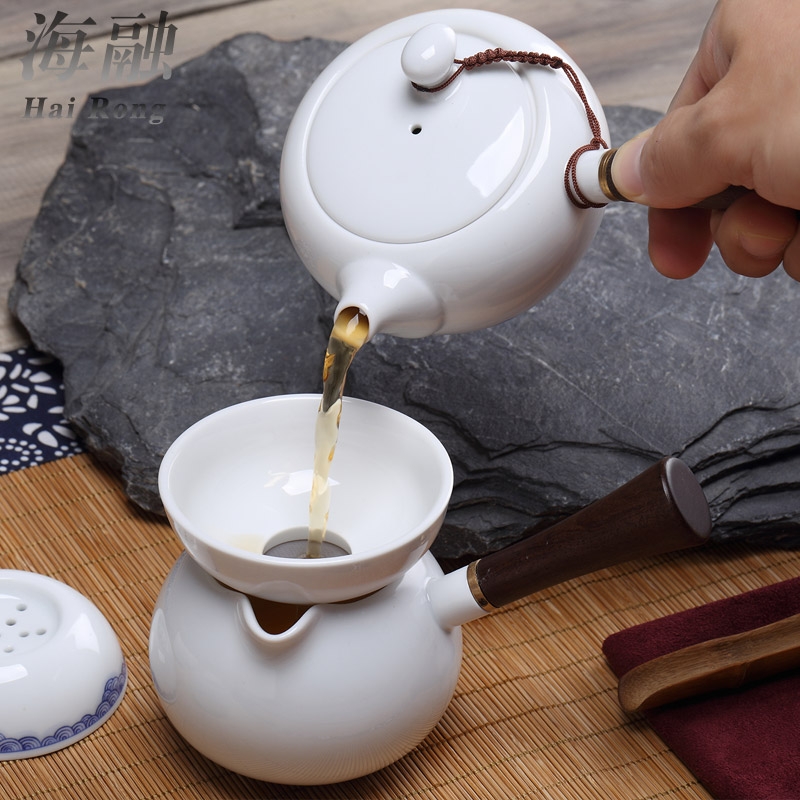 Qiao mu creative side teapot teacup tea household contracted style office ceramic bowl kung fu tea set