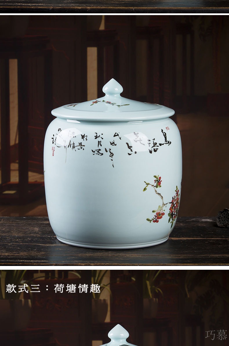 Qiao mu jingdezhen ceramic tea pot hand - made large seal can save up tea cake as cans white tea tea tea cake