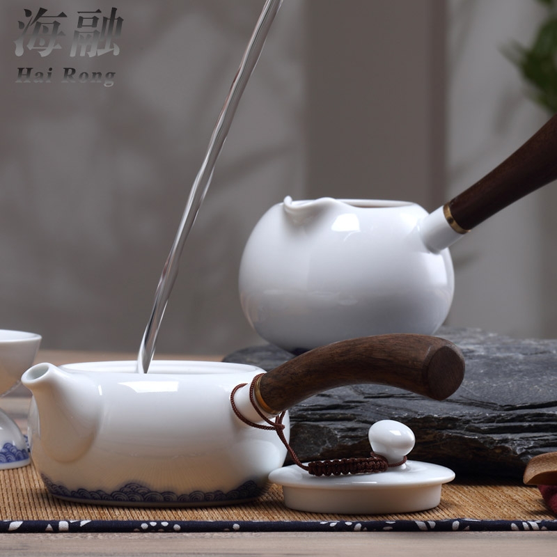 Qiao mu creative side teapot teacup tea household contracted style office ceramic bowl kung fu tea set
