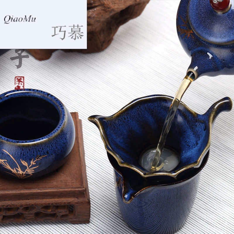 Qiao MuFengZi ceramic tea set creative fair keller) blue TuHao 鏒 gold make tea tea filter filter with zero