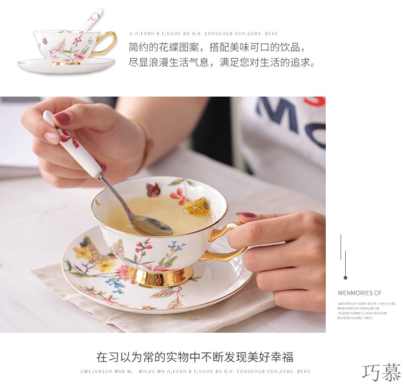 Qiao mu coffee cup suit small European - style key-2 luxury creative red ceramic tea cup English afternoon tea tea cups