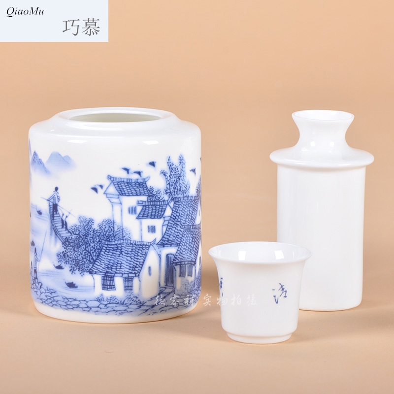 Qiao mu thin fetal ipads porcelain two temperature wine pot hot wine glasses blue and white porcelain of jingdezhen ceramics wine warm yellow rice wine