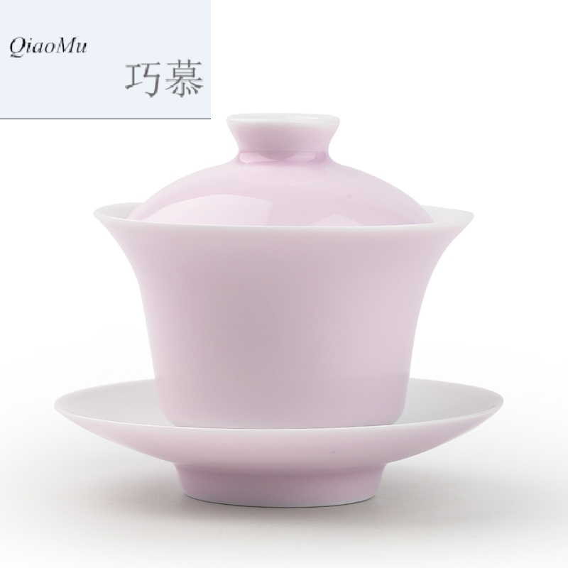 Qiao mu color glaze tureen jingdezhen ceramic cups kung fu tea set three to make tea cup large S11038