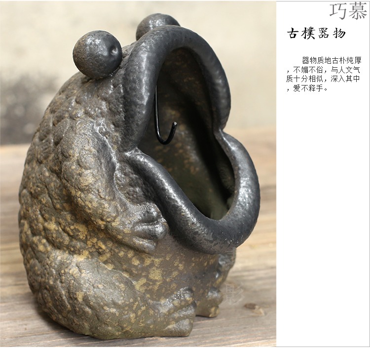 Qiao mu coarse pottery ashtray ceramic frog censer is of primitive simplicity is the tea taking furnishing articles manually furnace present sweet tea pet