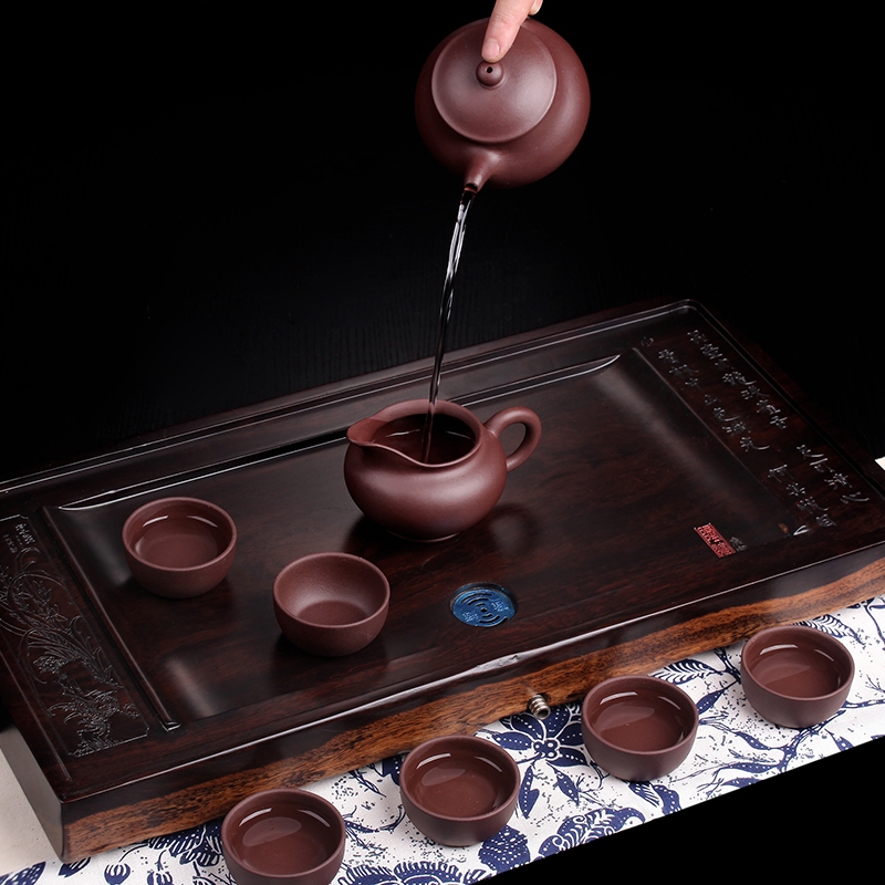 Qiao mu JS yixing it famous old purple debris by hand gourd ladle pot of xi shi pan, pot of antique teapot tea set
