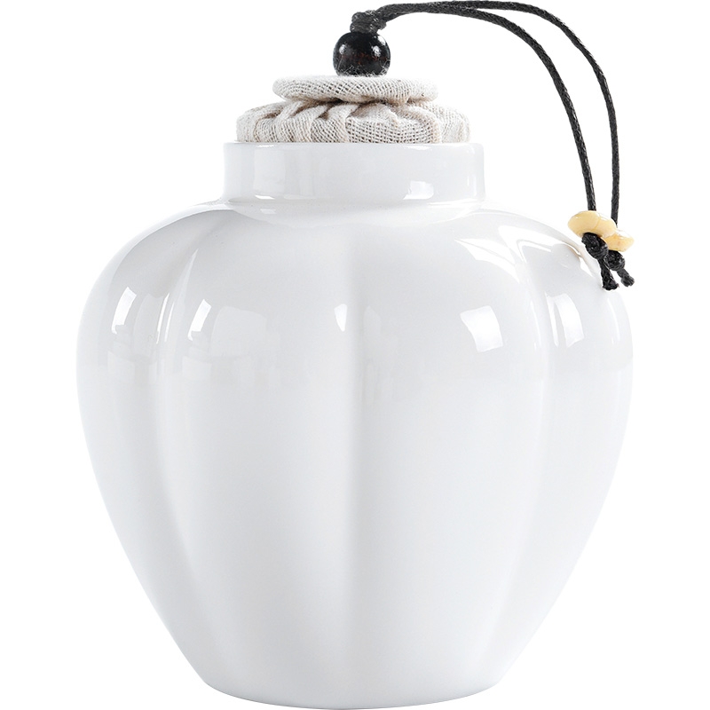Qiao mu white porcelain tea pot kung fu tea set ceramic seal tank size accessories household storage tanks