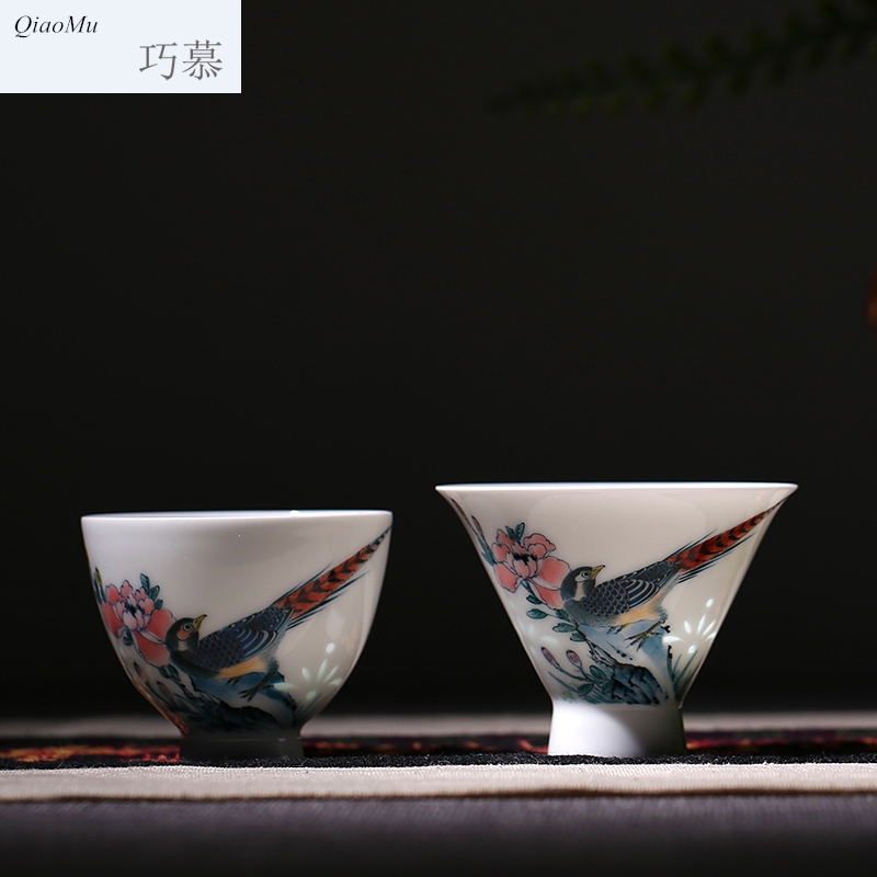Qiao mu hand - made pastel sample tea cup jingdezhen ceramic cups beautiful celadon red kung fu tea cups of tea