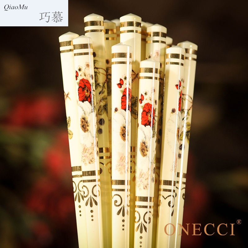 Qiao mu European - style suit household vintage ivory yellow ipads porcelain ceramic chopsticks 10 pairs of family Qiao longed for a wedding gift