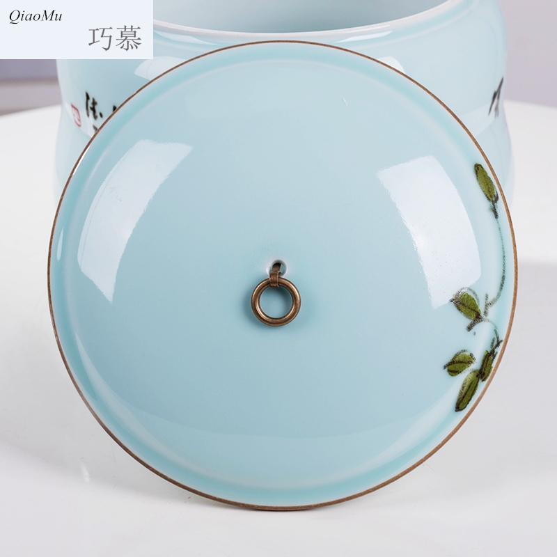 Qiao mu ceramics with cover barrel receive a jar of kitchen receive noodles dry food storage tank is moistureproof insect - resistant