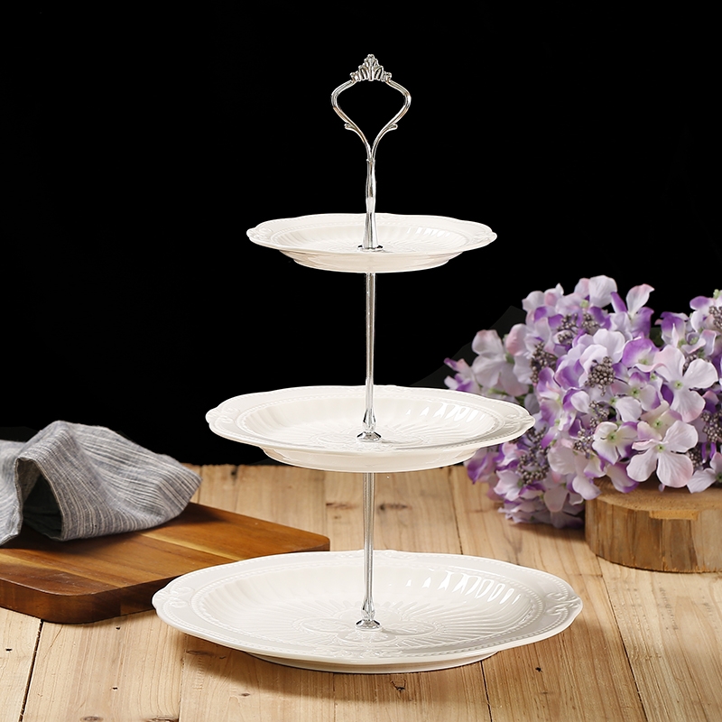 Qiao mu ceramic three fruit bowl modern creative living room European - style snack plate of multilayer dry fruit tray was sugar snack plate