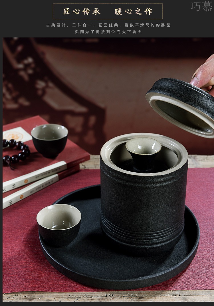 Qiao mu black zen wind temperature ceramic wine home wine wine wine pot hot warm wine pot heating liquor cup wine